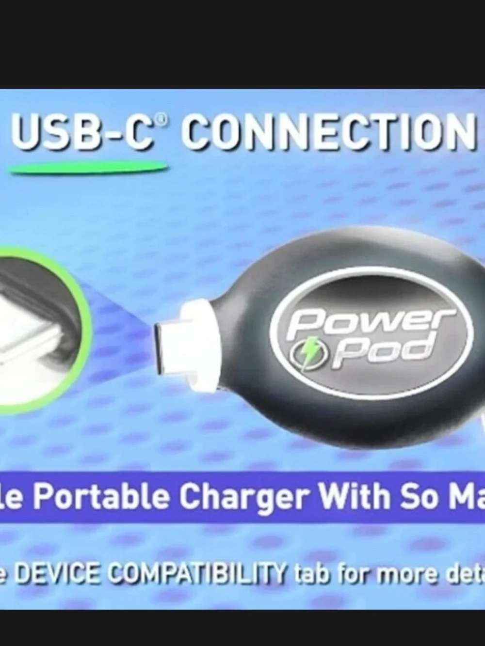 Brand New Power Pod Portable Phone Charger Android USB-C Emergency Phone Charger